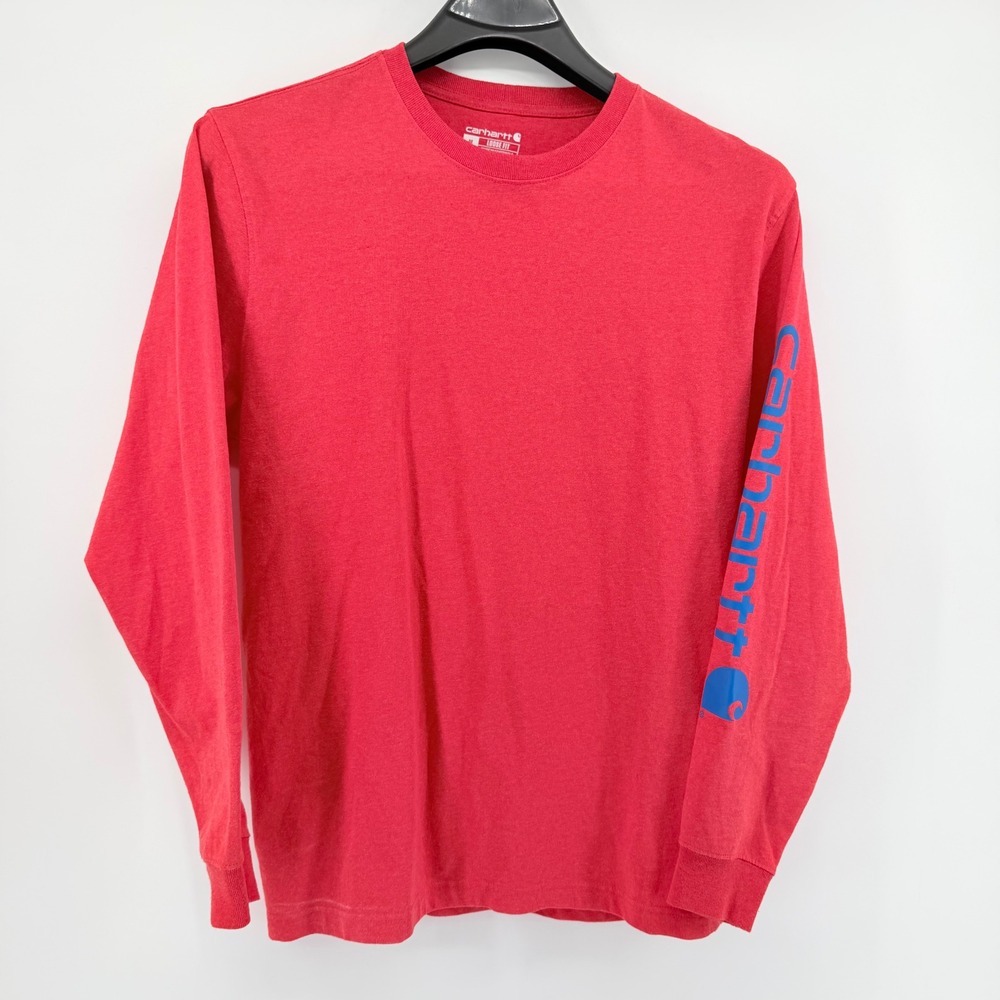 Carhartt Long Sleeve Mens M Red TK0231-M Loose Fit Graphic Logo Workwear Tee
